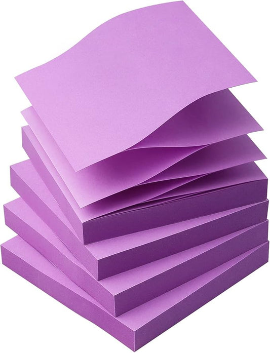 Sticky Notes 3x3 Pop Up Self-Stick Notes Pads with Bright Colors, Easy to Post for Office, School, Home, 4 Pads/Pack, 90 Sheets/Pad (Purple)