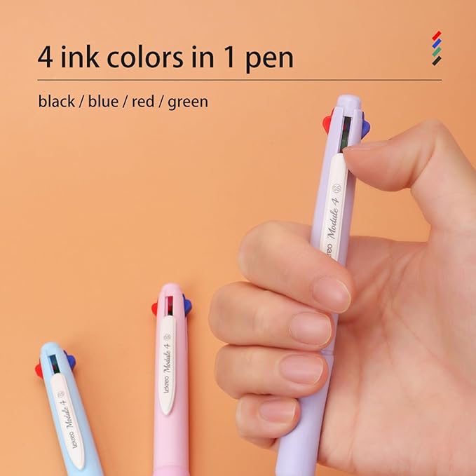 Multi-color Ballpoint Pens, 4-in-1 Colored Pens 0.7 Medium Fine Point,Ballpoint Gift Pens for Planner Journaling,Assorted Ink, 6-Count