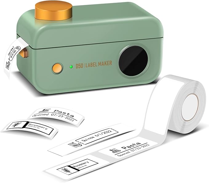 Phomemo Large Label Maker Machine with Tape D50 for 3/5" to 9/10" tape, Portable Thermal Label Maker Machine, Bluetooth Label Printer for Address,Storage,Office, Support Phones & Pad, USB Rechargeable