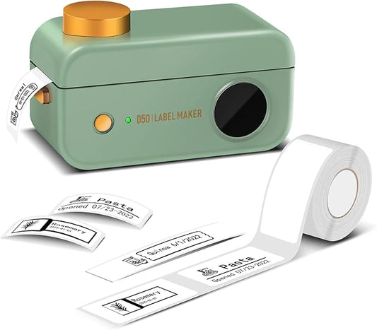 Phomemo Large Label Maker Machine with Tape D50 for 3/5" to 9/10" tape, Portable Thermal Label Maker Machine, Bluetooth Label Printer for Address,Storage,Office, Support Phones & Pad, USB Rechargeable