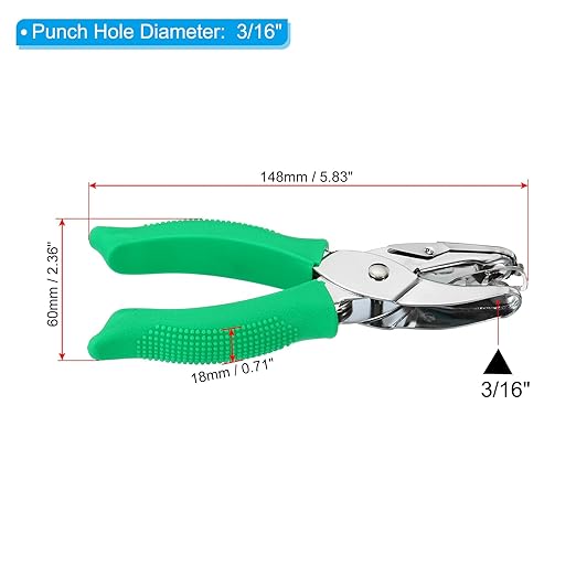 PATIKIL 3/16" Triangle Single Hole Punch, Handheld Hole Puncher with Grip Metal Paper Puncher for DIY Craft Scrapbook Ticket Card, Green