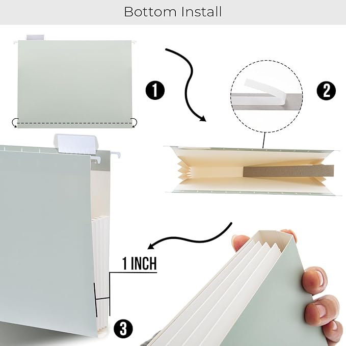 Y YOMA Letter Size - 6 Pack Extra Capacity Hanging File Folders Accordion Decorative Reinforced File Folder Cute Colored Expandable Folder for Office Home with 1/5-Cut Adjustable Tabs, Morandi Color