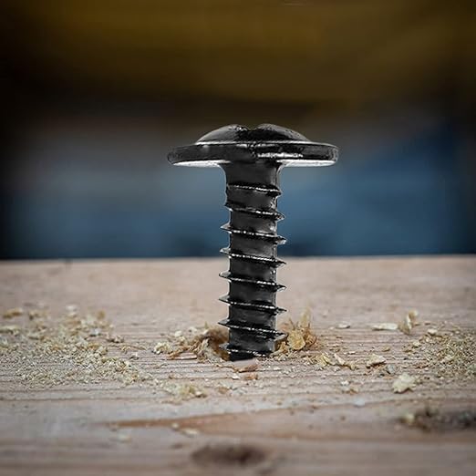 #8 x 1-1/2" Wood Screw 500Pcs Alloy Steel Standard Thread Truss Head Fast Self Tapping Black Oxide by SG TZH