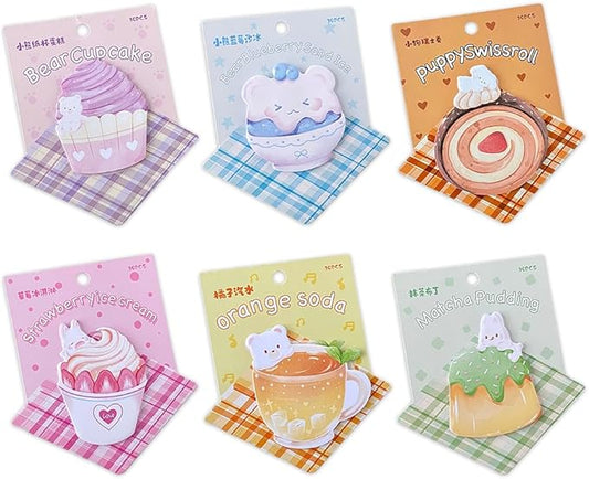6 Dessert Designs Sticky Notes, Add Sweet Touch to Notes/Reminders, Charming