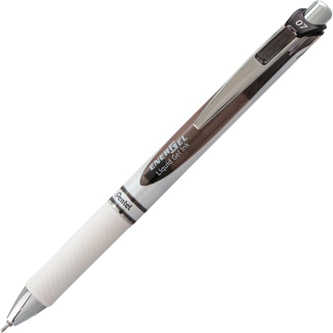 Pentel EnerGel PEARL Retractable Liquid Gel Pen, 0.7mm Medium Line, Needle Tip, Black Ink, 12 Pack Window Box