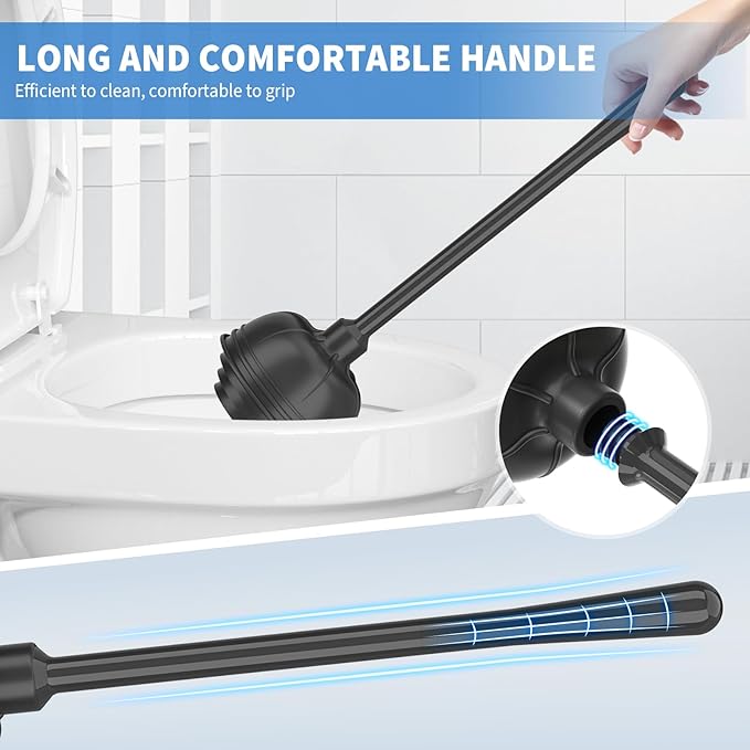 uptronic Toilet Plunger and Brush,2 Pack Bowl Brush and Heavy Duty Toilet Plunger Set with Holder, 2-in-1 Bathroom Cleaning Combo with Modern Caddy Stand for 5.7-inch Toilet Drain Bathroom Cleaning