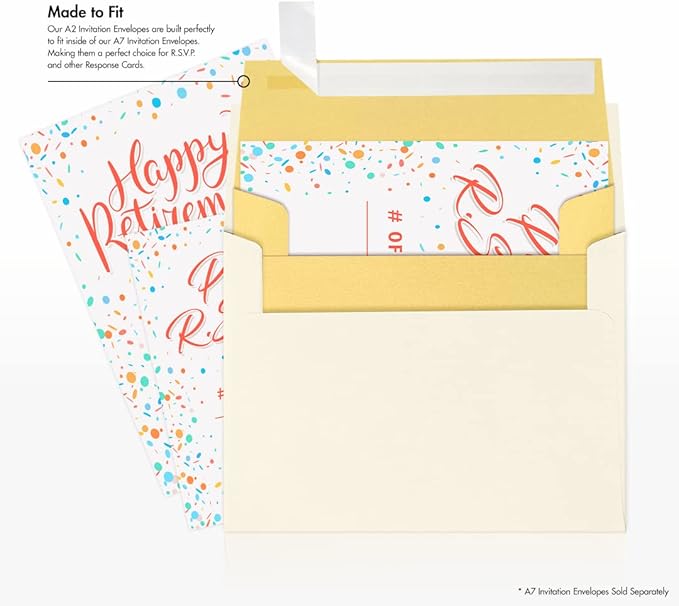 LUXPaper A2 Invitation Envelopes | Peel & Press | 4 3/8" x 5 3/4" | Gold Metallic | 80lb. Text | 50 Qty