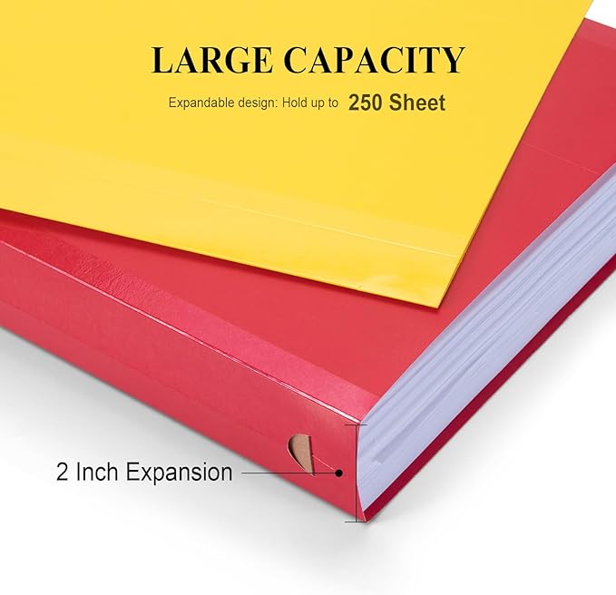 ViVin 50 Pack Letter Size Hanging File Folders with 50 Per Box, 1/5-Cut Adjustable Tabs, 2 Inch Expansion, Hanging Folders Designed for Office Bulky Files, Filing Cabinets(Assorted)