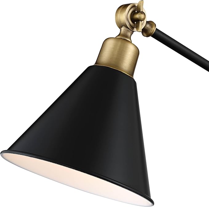 360 Lighting Wray 26 3/4" High Modern Adjustable Desk Lamp with USB Charging Ports A+C Painted Black Brass Metal Cone Shade for Living Room Bedroom House Bedside Nightstand Home Office Reading