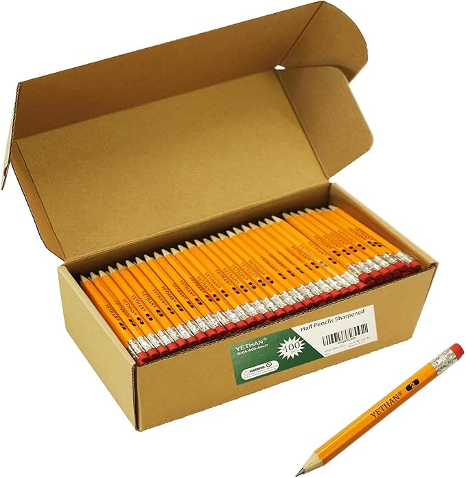 400Pcs Golf Pencils with Eraser Tops, Hexagon Wooden pencils, Pre Sharpened 2# HB Half Pencils Golf School Office 4" Mini 400 count/Box