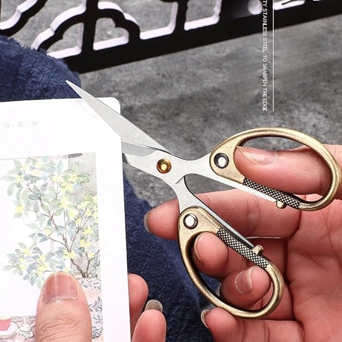 5" All Stainless Steel Office Scissors,Ultra Sharp Blade Shears,Sturdy Sharp Scissor for Office Home School Sewing Fabric Craft Supplies Multipurpose Scissors Brassy