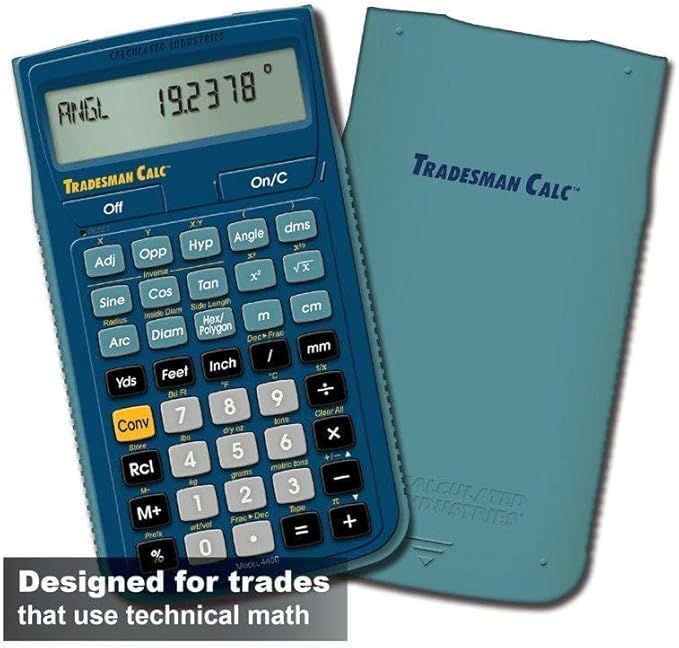 Calculated Industries 4400 TradesmanCalc Technical Trades Dimensional Trigonometry and Geometry Math and Conversion Calculator Tool for Tech Students, Welders, Metal Fabricators, Engineers, Draftsmen Small