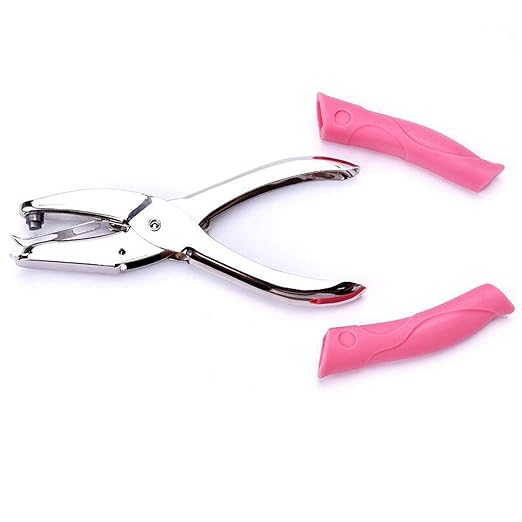 MIAO JIN 2Pcs 1/16" and 1/8" Handheld Metal Hole Punch for DIY Craft Paper Scrapbook Puncher Small Circle Shaped Hand Tool with Grip