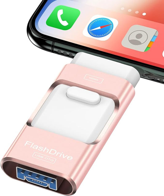 Flash Drive for iPhone 512GB, Photo Stick Thumb Drive USB Stick High Speed Transfer USB Drives External Storage Memory Expansion for iPhone/iPad/PC/Laptop (Pink)