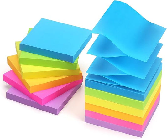 Early Buy Pop Up Sticky Notes 3x3 Refills Self-Stick Notes 12 Pads, 6 Bright Colors, 100 Sheets/Pad
