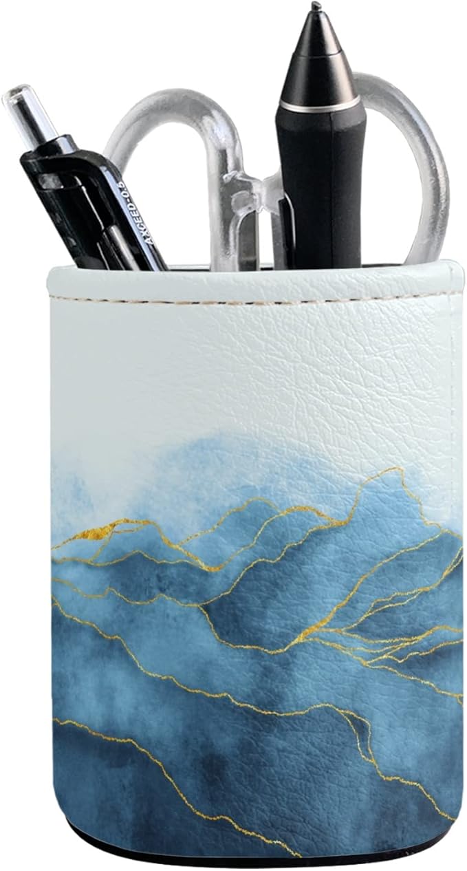 Marble Pen Holder Pencil Organizer Cute Pencil Cup Desk Decor Makeup Brush Holder PU Multifunctional Office Suppliesfor Home Classroom School