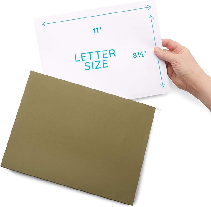 Blue Summit Supplies Extra Capacity Hanging File Folders, 25 Reinforced Hang Folders, Heavy Duty 4 Inch Expansion, Designed for Bulky Files and Charts, Letter Size, Standard Green, 25 Pack