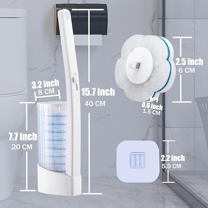 Ucaimao 80 PCS Toilet Wand Cleaner Refills，Toilet Bowl Brush Refills Disposable Toilet Cleaning System Replacement Heads Cleaner Pads for Bathtub Wash Basin (Only Refills，Only Fits Ucaimao) - White