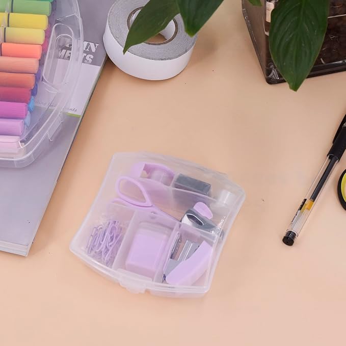 Mini Office Supply Kits – Includes Mini Stapler,Scissors, Staple Remover, Staples, Tape Dispenser (Purple)