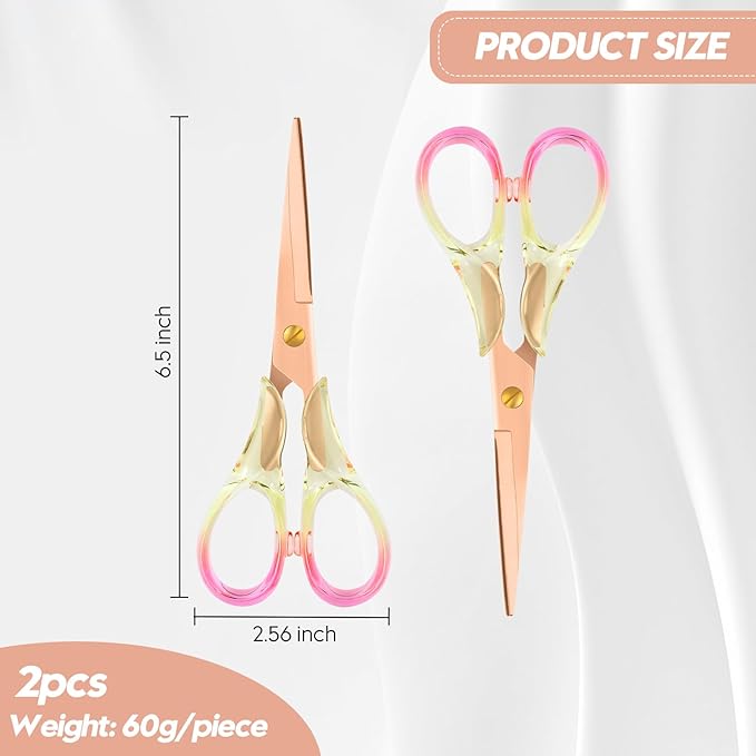 Honagu Premium Acrylic Handle Scissors -Stainless Steel Blades, Precision Cutting, Ergonomic Design, Ideal for Home, Office, and Craft Use - 2 Pack, Red