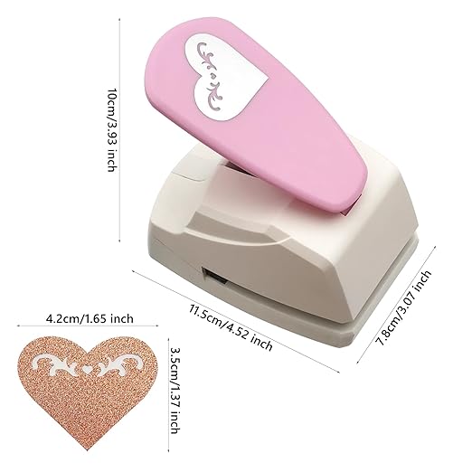 Craft Punch Shapes, Paper Cutter Hole Puncher for Kids, Paper Crafting, Scrapbooking, Card Making, DIY Confetti, Gift Tags, Memory Books (1, Random Color - Heart D, 1-3/4'')
