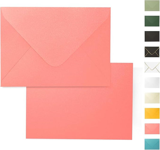 Pink Pearl Envelopes 5x7-100 PCS Goefun Metallic A7 Euro Flap Envelopes for Wedding Invitation, Save the Dates, Thinking of You, 5.25 x 7.25 inches