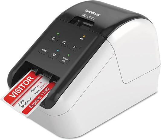 Brother QL-810W Professional Label Printer with USB and WIFI connectivity, Ultra-Fast printing up to 110 labels per minute with Standard Address label in Monochrome, Black & Red Printing Available