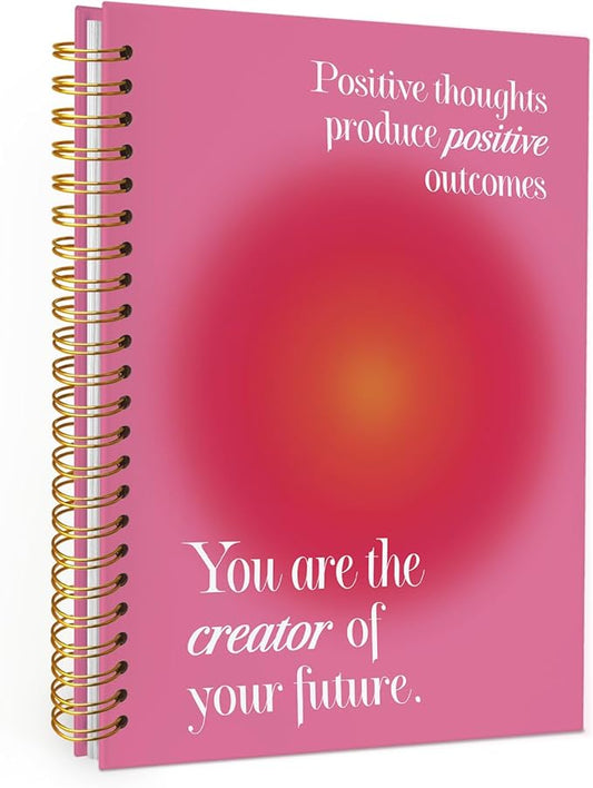 Wheatwin Positive Affirmations Spiral Notebook, Pink Aura Motivational Inspirational School Office Notebooks for Note Taking Work, Hardcover Spiral Notebook Gifts 5.5x8.3