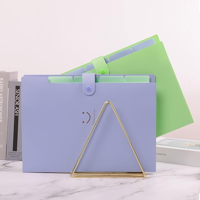 SKYDUE 4 Packs Expanding File Folder with 32 Labels,5 Pockets A4 Letter Size Accordion Folder Paper Organizer for School and Office