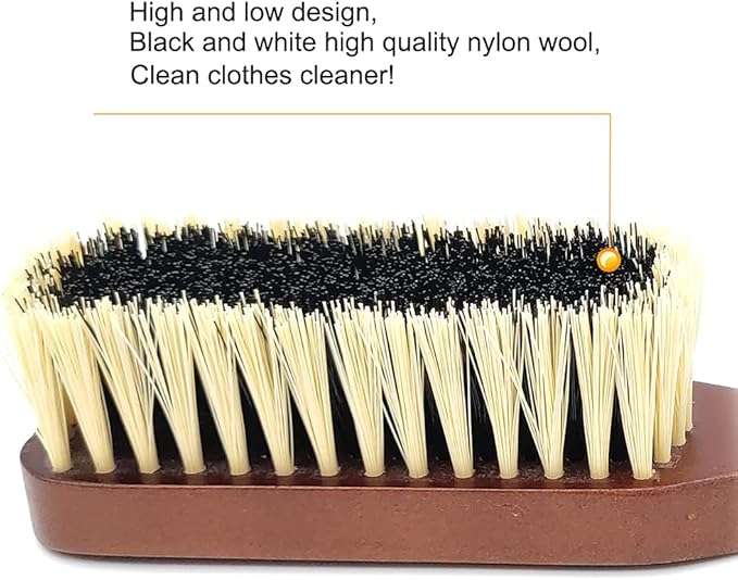 Clothing Brush & Lint Remover for Clothes - for Sweaters, Suits, Cashmere, Wool, Velvet, Suede Jackets - Pet Hair Removal Brush with Natural Solid Wood Handle - Gentle Lint Brush
