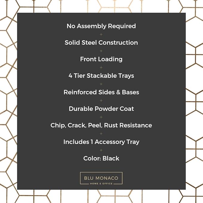 Blu Monaco Desk Organizers - 4-Tier Stackable Paper Tray - Black Metal Mesh Letter Tray File Holder Organizer