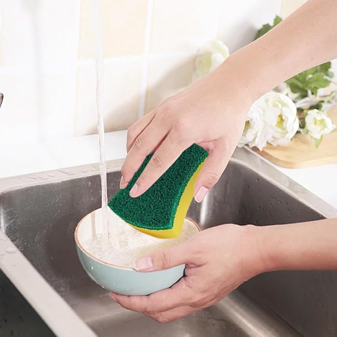 Codian 24 Pack Kitchen Cleaning Sponges Heavy Duty Scrub Sponges for Grease & Stains, High-Density Durable Dishwashing Scrubber Pads, Non-Scratch Sponge for Dishes/Countertops/Utensils