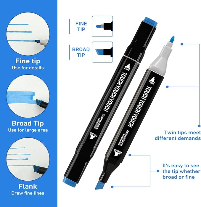 80 Colors Alcohol Markers Art Markers for Kids and Adult Drawing Marker Dual Tip Coloring Painting Perfect for Boys Girls Students Gift