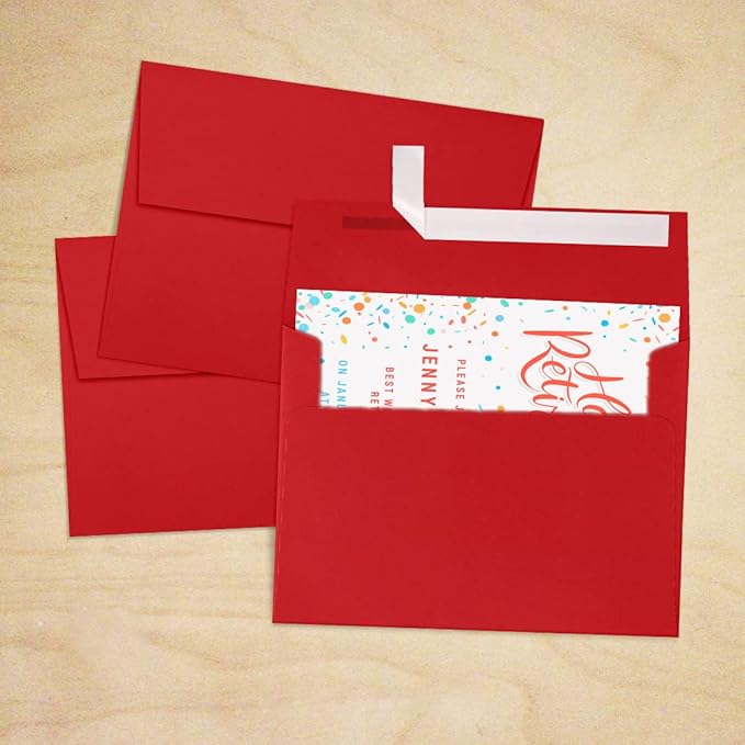 LUXPaper A7 Invitation Envelopes | Peel & Press | 5 1/4" x 7 1/4" | Ruby Red | 80lb. Text | 1,000 Qty