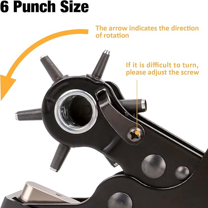 KingTool Desktop Leather Hole Punch Set, Super Heavy Duty Rotary Puncher, Multi Hole Sizes Maker Tool, Make Hole Punch Easier