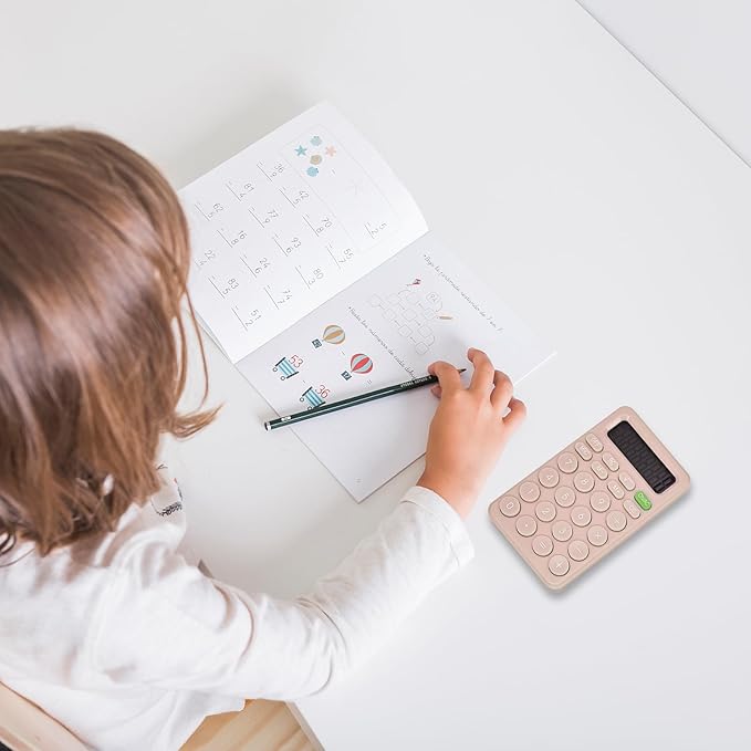 Cute Calculator, Basic Four Function for Teachers Students Basics Office, Small Handheld Calculators, 8 Digit with LCD Display, Sensitive Button, 5.5×3.2 inches Pink
