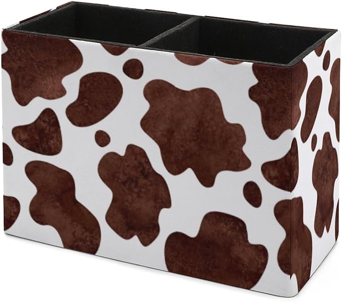 Pen Holder, Pencil Holder for Desk Organizer, Animal Print Cow Skin PU Leather Pencil Cups Desktop Stationery Storage Makeup Brush Holder Pen Organizer for Office Home