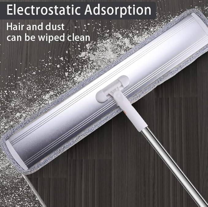 32-Inch Microfiber Flat Mop for Floor Cleaning - Commercial Wide Mop with 360° Rotation, Stainless Steel Handle & 4 Reusable Washable Pads - for Hardwood, Laminate, Tile, Dust and Wet Mopping