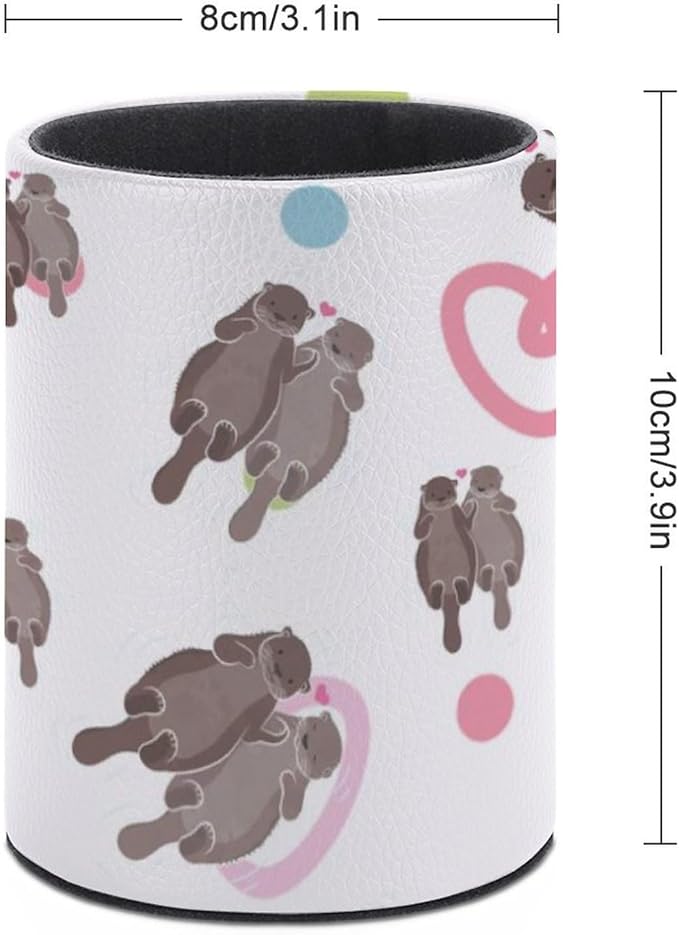 Sea Otter Pen Holder Pencil Organizer Cute Pencil Cup Desk Decor Makeup Brush Holder PU Multifunctional Office Suppliesfor Home Classroom School