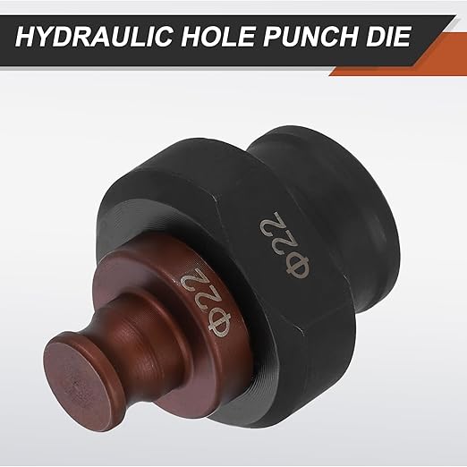 HARFINGTON Hydraulic Hole Punch Die 22mm Round Hole 40Cr Steel Electric Punching Kit for MHP-20 JP-20 Electric Punching Machine, Burgundy & Black