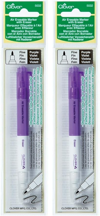 Clover 5032 Purple Fine Air Erasable Marker with Eraser (Pack of 2)