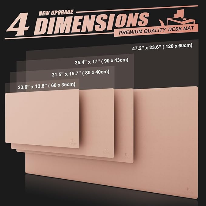 K KNODEL Large Office Leather Desk Mat, Mouse and Keyboard Pad, Computer and Laptop Mat, Desktop Protector and Cover, Writing Pad and Blotter (47.2"x23.6", Pink)