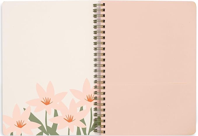Steel Mill & Co Cute Mini Spiral Notebook, 8.25" x 6.25" Journal with Durable Hardcover and 160 Lined Pages, Star Floral, Blush