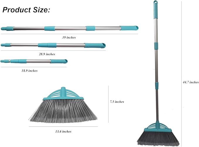 Xifando Three-Section Telescopic Aluminum Alloy Rod Long-Handled Broom (Light Blue)