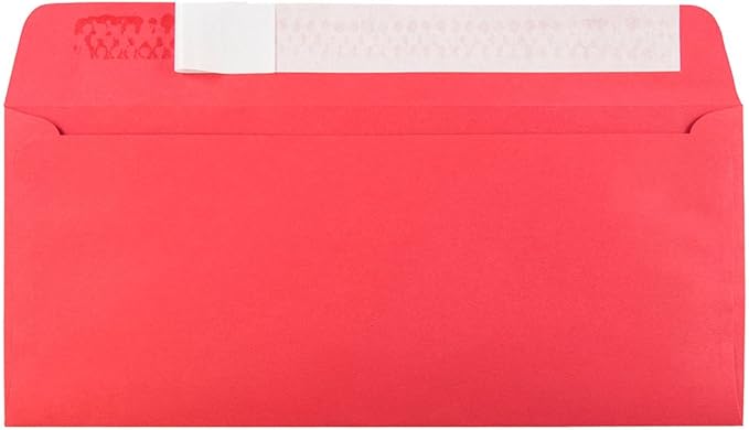 JAM PAPER #10 Business Colored Recycled Envelopes with Peel and Seal Closure - 4 1/8 x 9 1/2 - Red Recycled - Bulk 500/Box