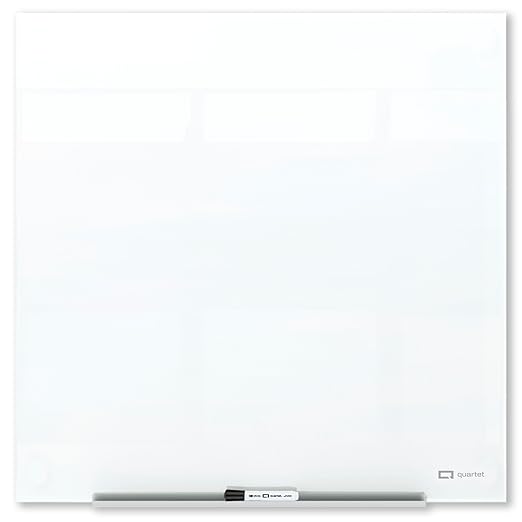 Quartet Glass Whiteboard, Magnetic Dry Erase Board, Wall Mounted Whiteboard for Office, School and Home, 48" W x 48" H, White (Q25F02IMW)