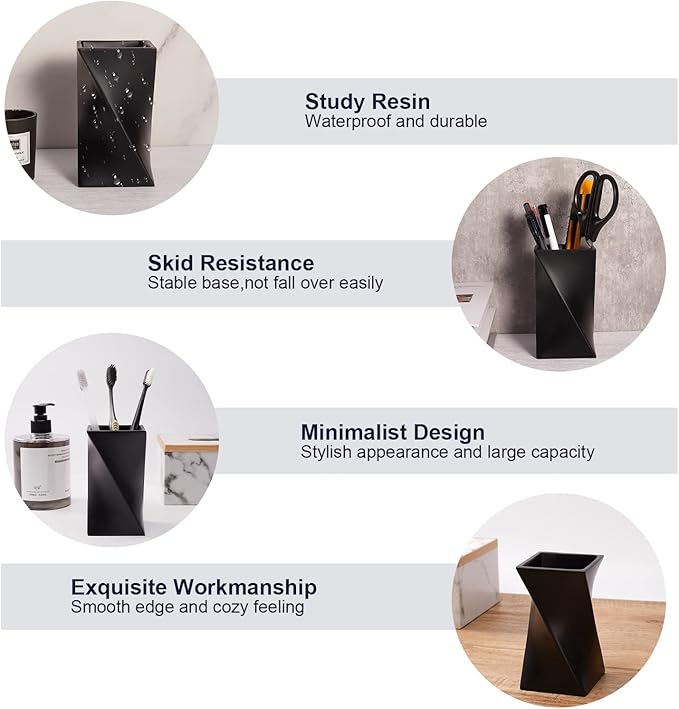 Pen Holder, Pencil Holder for Desk Durable Resin Desk Organizer Makeup Brush Holder for Office, Classroom, Home