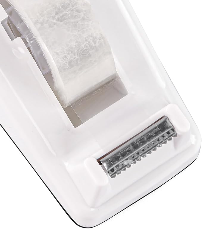 Desktop Tape Dispenser White with Weighted Nonskid Base - Includes 6 Rolls of Transparent Tape (0.71 Inch x 1000 inches Each)