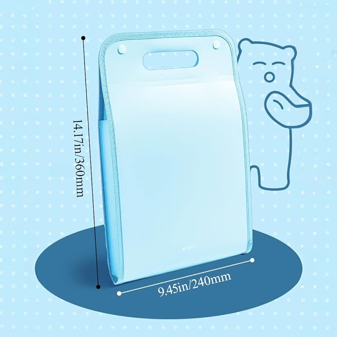 M&G Expanding File Folder 13 Pockets Accordion File Organizer with Labels, Portable Document Receipt Organizer Hold A4 Letter Size Paper, Waterproof Folder for Schoolbag Office Supplies (Blue)