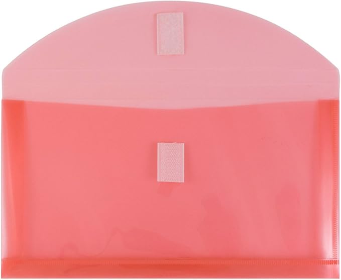 JAM PAPER Plastic Expansion Envelopes with Hook & Loop Closure - #10 Booklet Wallet - 5 1/4 x 10 with 1 Inch Expansion - Red - 12/Pack